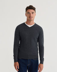 Basic V-Neck Pure Wool Pullover MENS KNITWEAR
