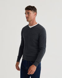 Basic V-Neck Pure Wool Pullover MENS KNITWEAR