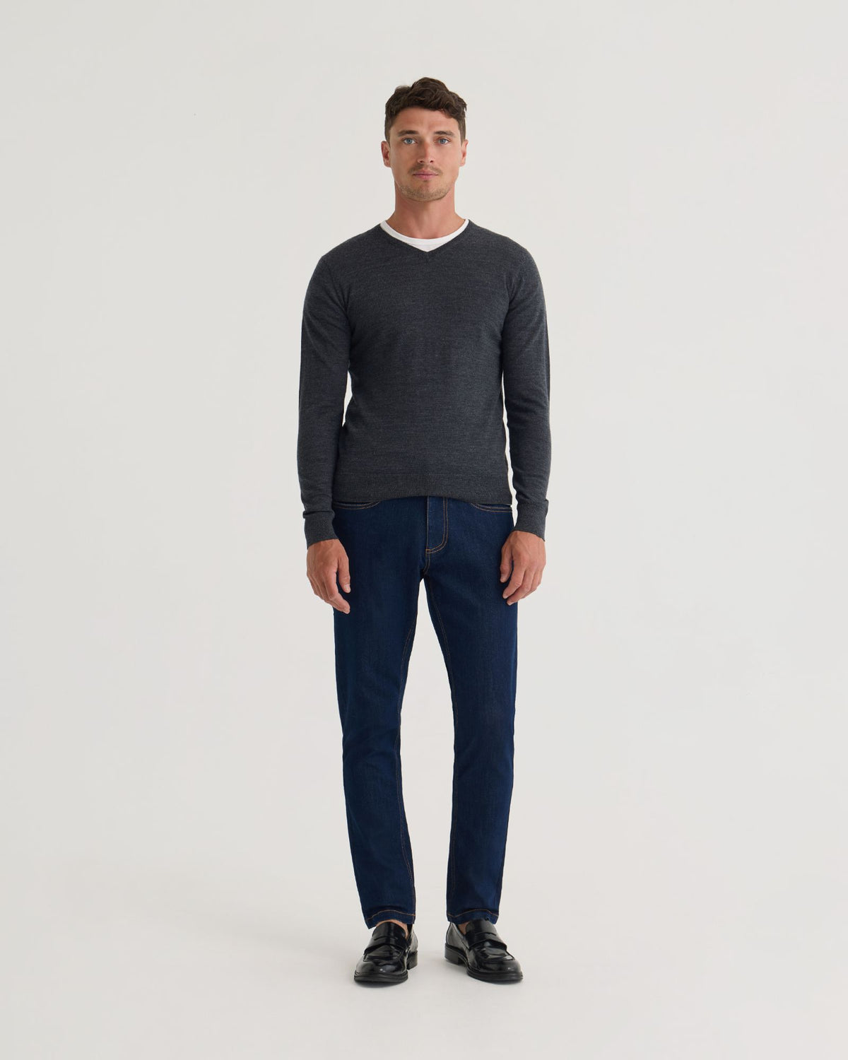 Basic V-Neck Pure Wool Pullover MENS KNITWEAR