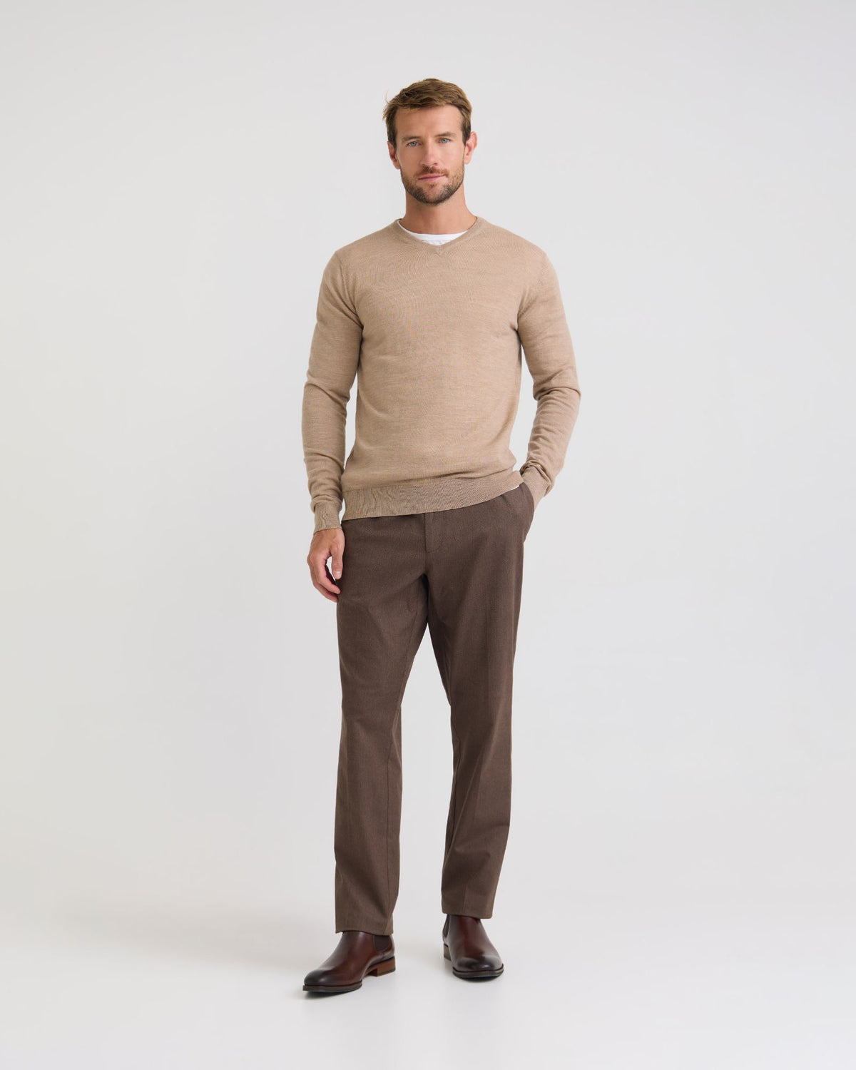 Basic V-Neck Pure Wool Pullover MENS KNITWEAR