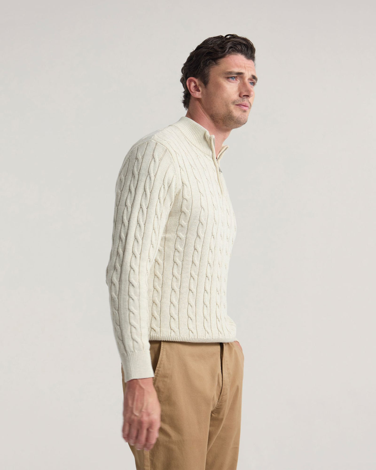 Marlon Zip Neck Cable MENS KNITWEAR