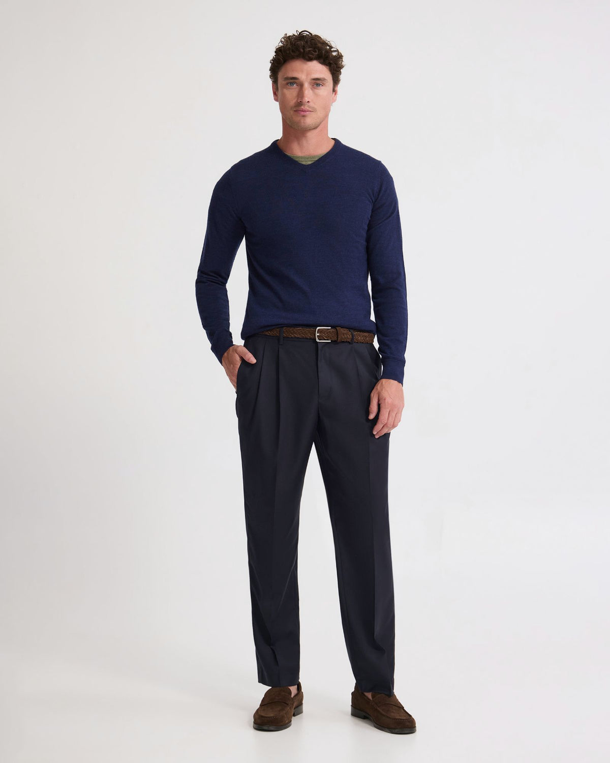 Basic V-Neck Pure Wool Pullover MENS KNITWEAR