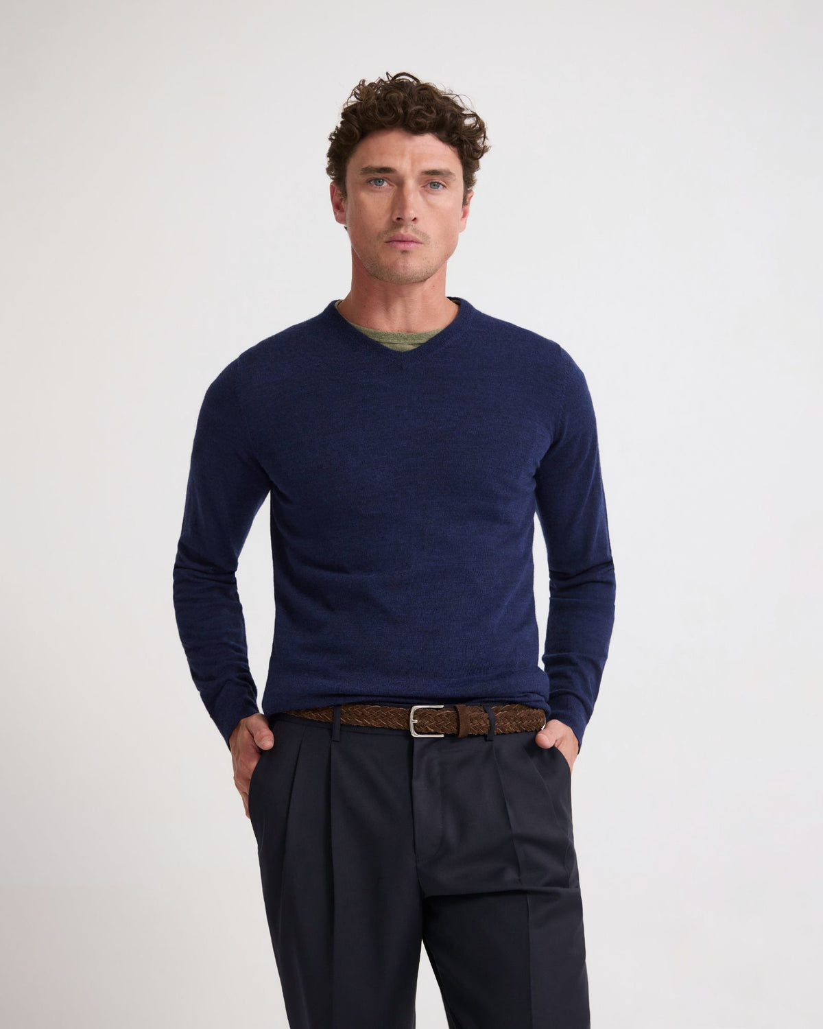 Basic V-Neck Pure Wool Pullover MENS KNITWEAR
