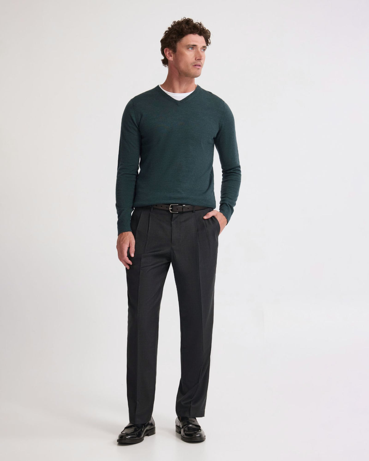 Basic V-Neck Pure Wool Pullover MENS KNITWEAR