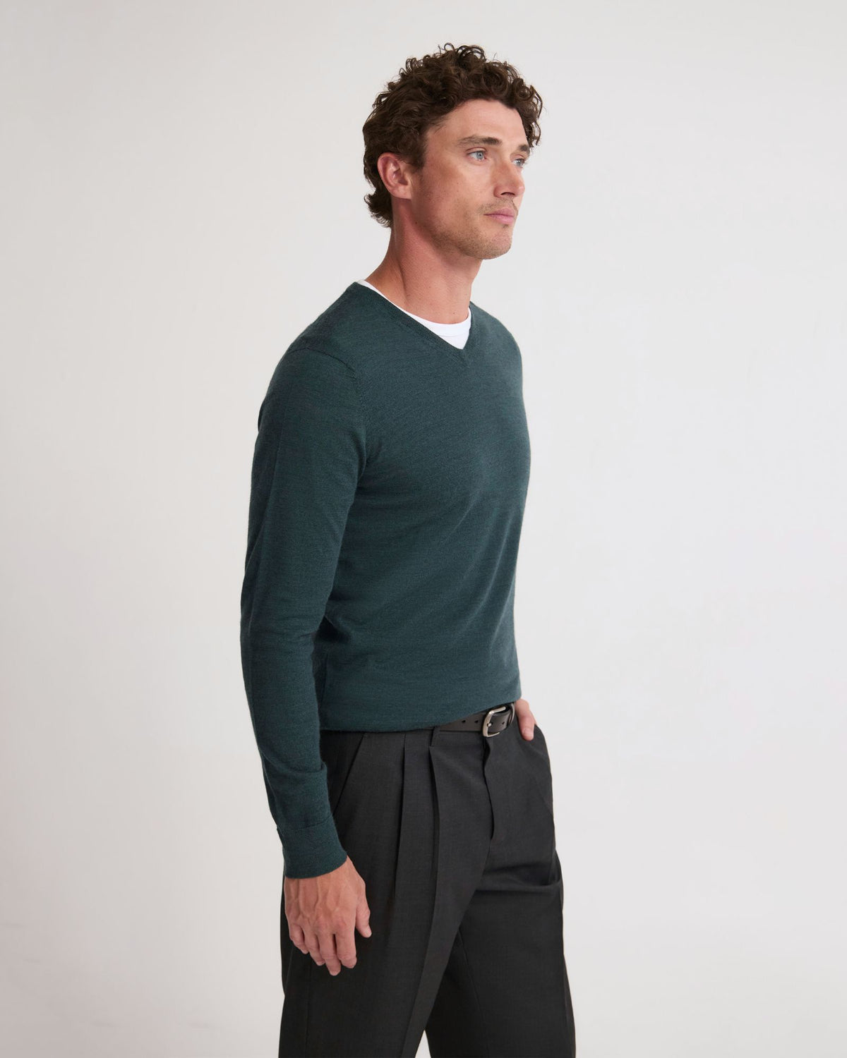 Basic V-Neck Pure Wool Pullover MENS KNITWEAR