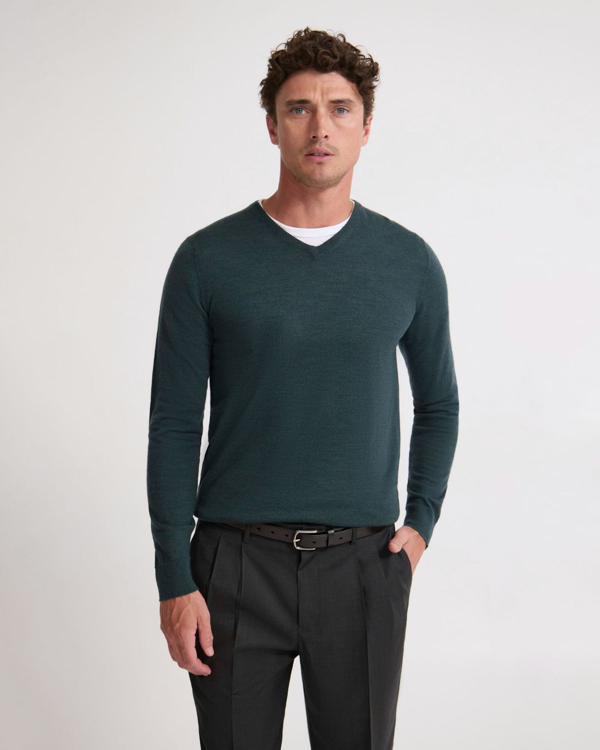Basic V-Neck Pure Wool Pullover MENS KNITWEAR