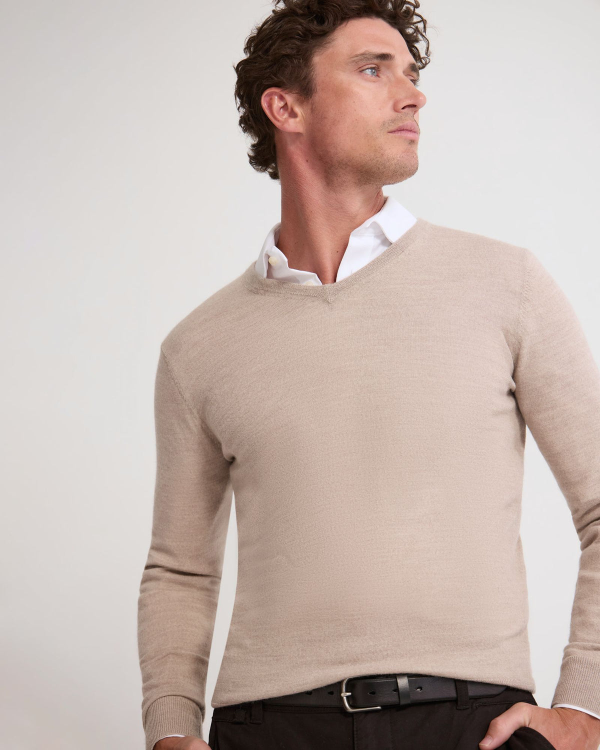 Basic V-Neck Pure Wool Pullover MENS KNITWEAR