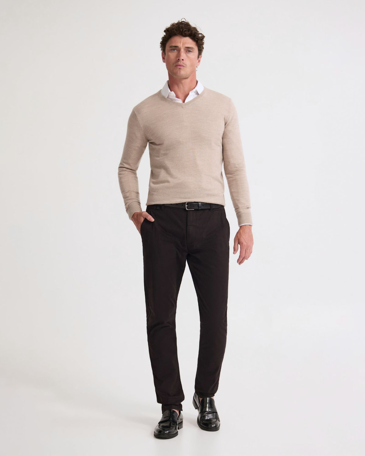 Basic V-Neck Pure Wool Pullover MENS KNITWEAR