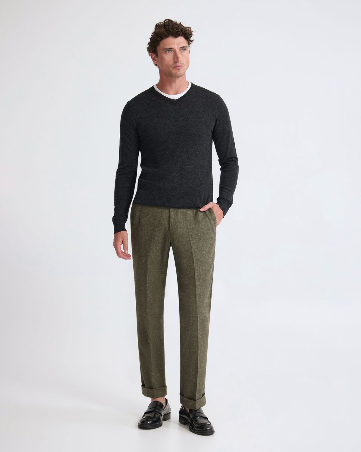 Basic V-Neck Pure Wool Pullover MENS KNITWEAR