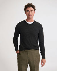 Basic V-Neck Pure Wool Pullover MENS KNITWEAR