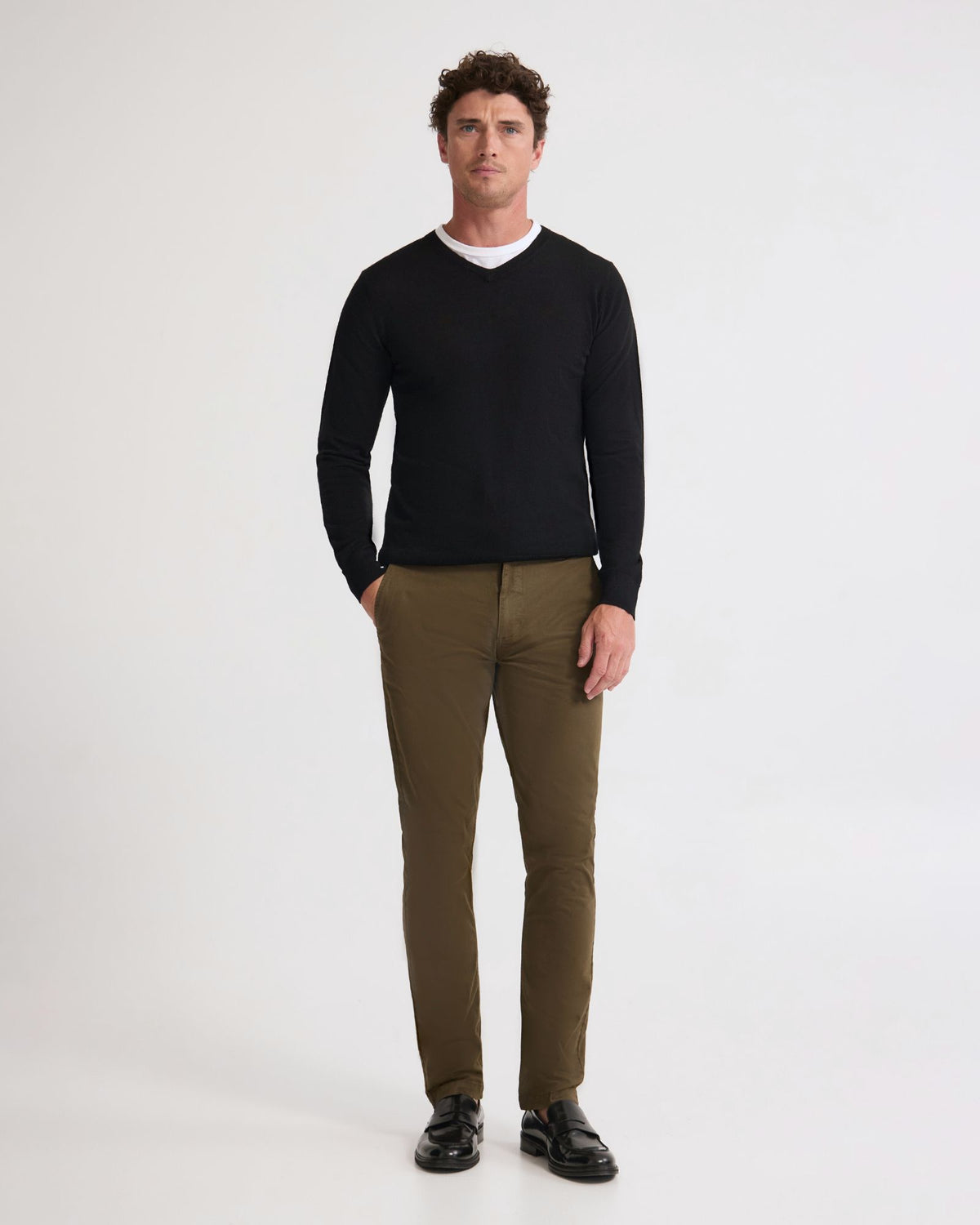 Basic V-Neck Pure Wool Pullover MENS KNITWEAR