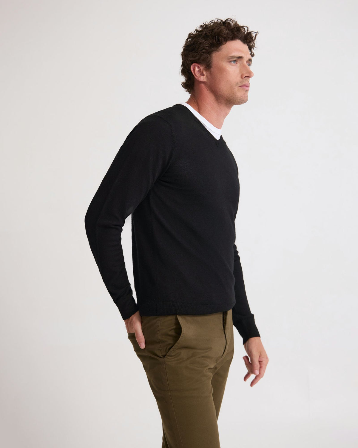 Basic V-Neck Pure Wool Pullover MENS KNITWEAR