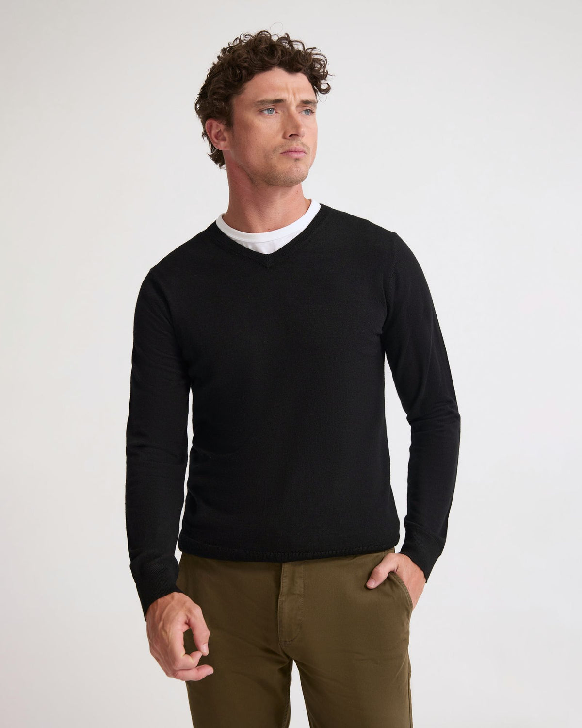 Basic V-Neck Pure Wool Pullover MENS KNITWEAR
