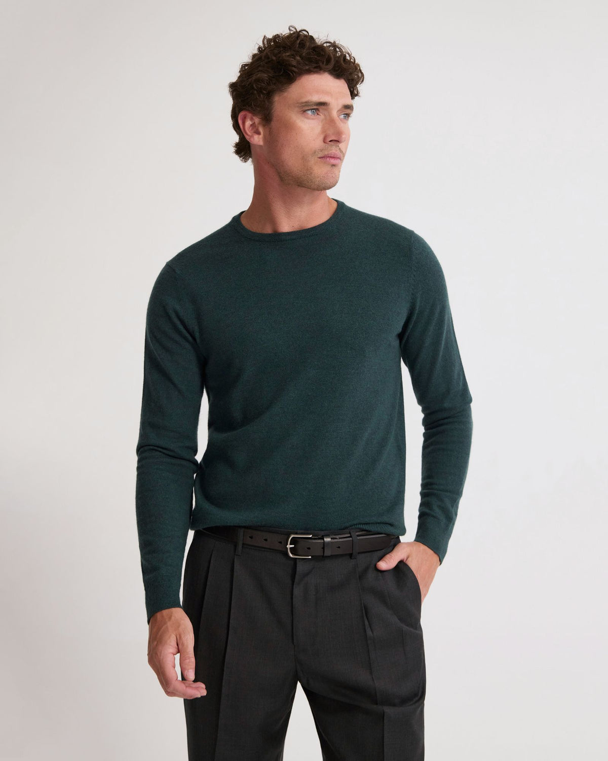 Crew Neck Pure Merino Wool Pullover MENS KNITWEAR