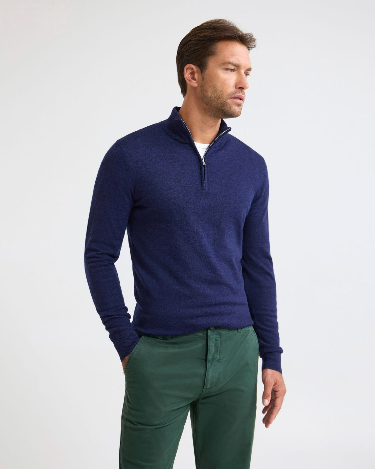 Merino Zip-Neck Wool Pullover MENS KNITWEAR