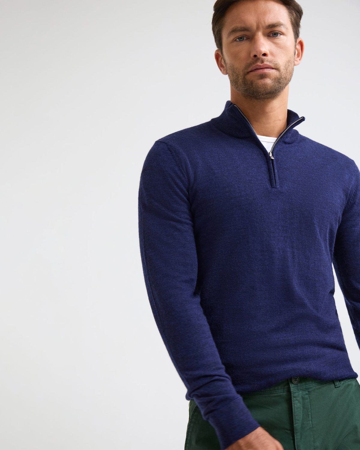 Merino Zip-Neck Wool Pullover MENS KNITWEAR