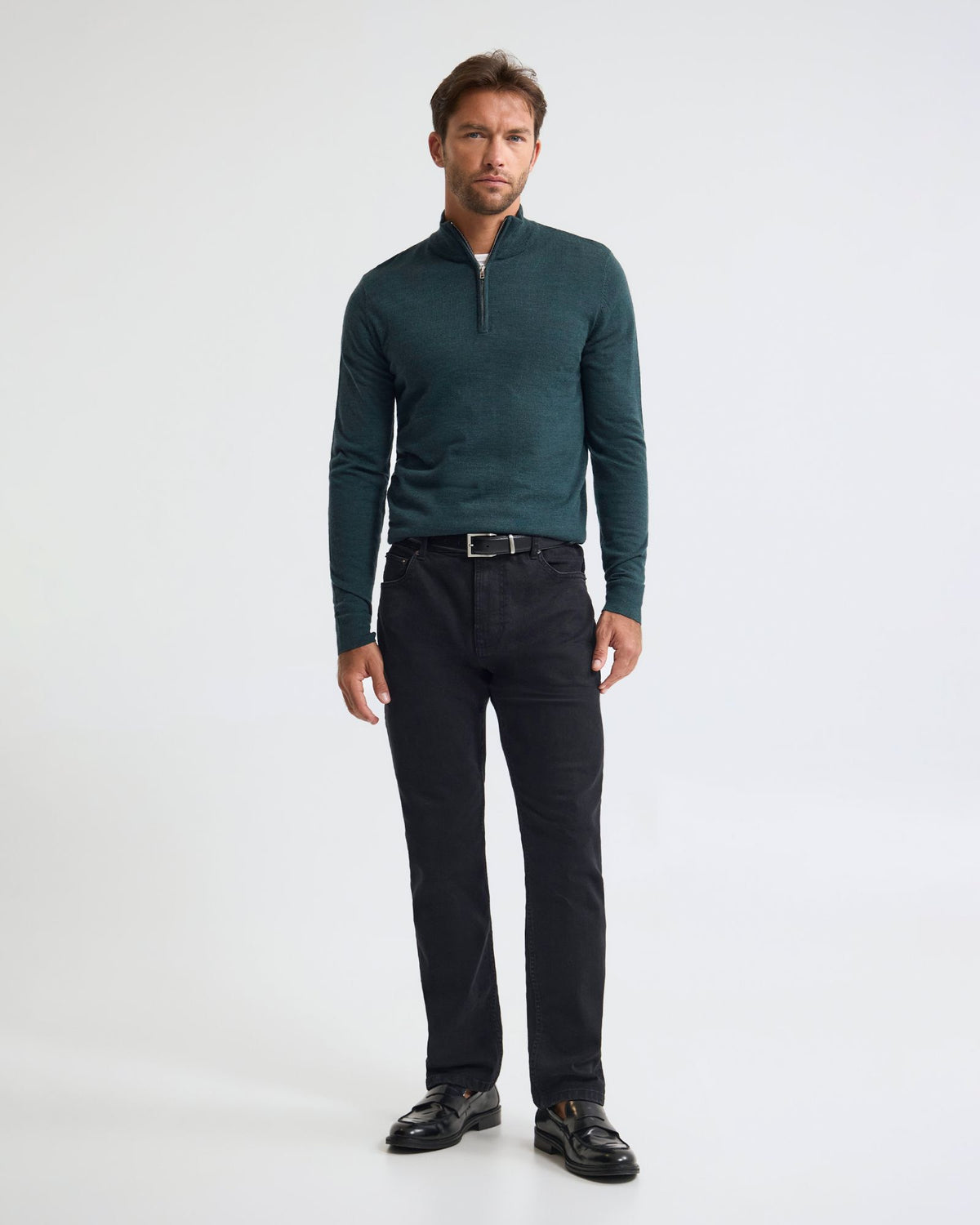 Merino Zip-Neck Wool Pullover MENS KNITWEAR