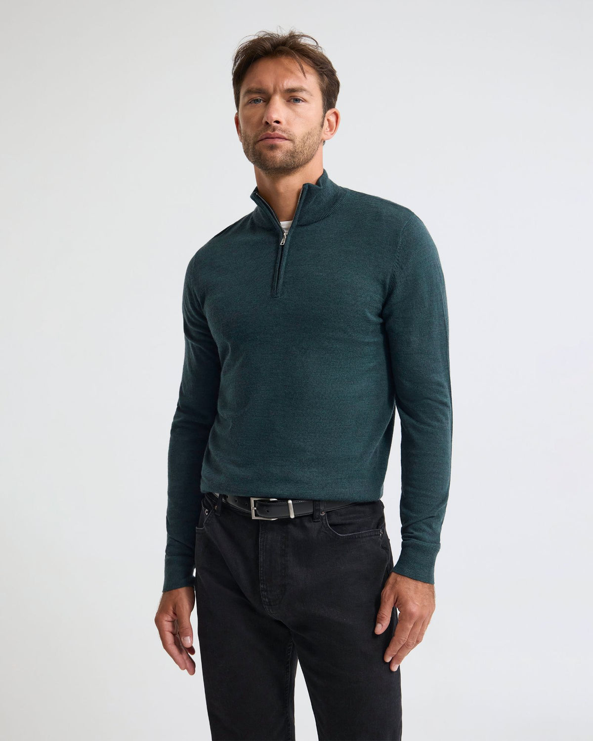 Merino Zip-Neck Wool Pullover MENS KNITWEAR