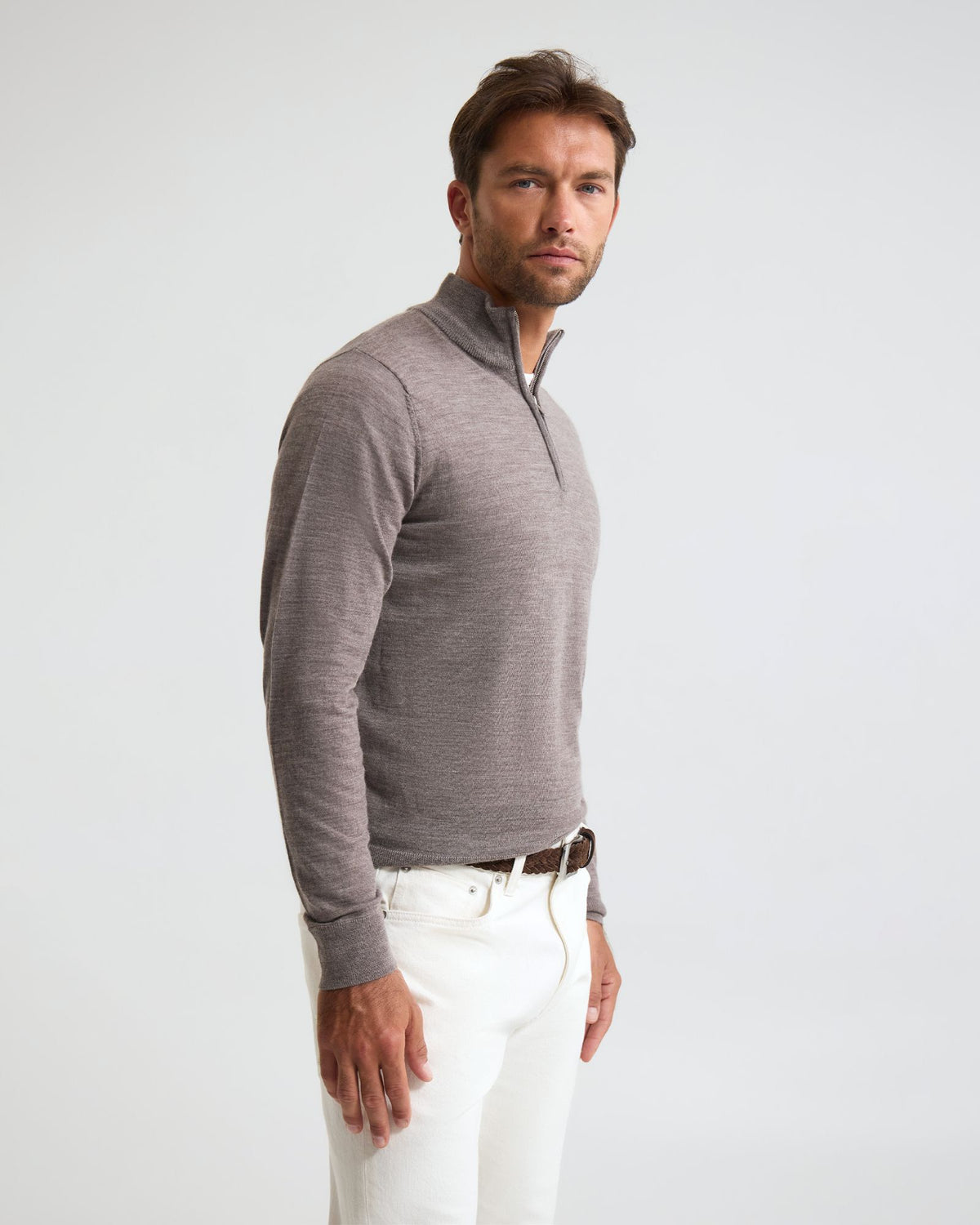 Merino Zip-Neck Wool Pullover MENS KNITWEAR