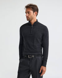 Merino Zip-Neck Wool Pullover MENS KNITWEAR