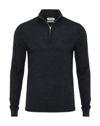 Merino Zip-Neck Wool Pullover MENS KNITWEAR