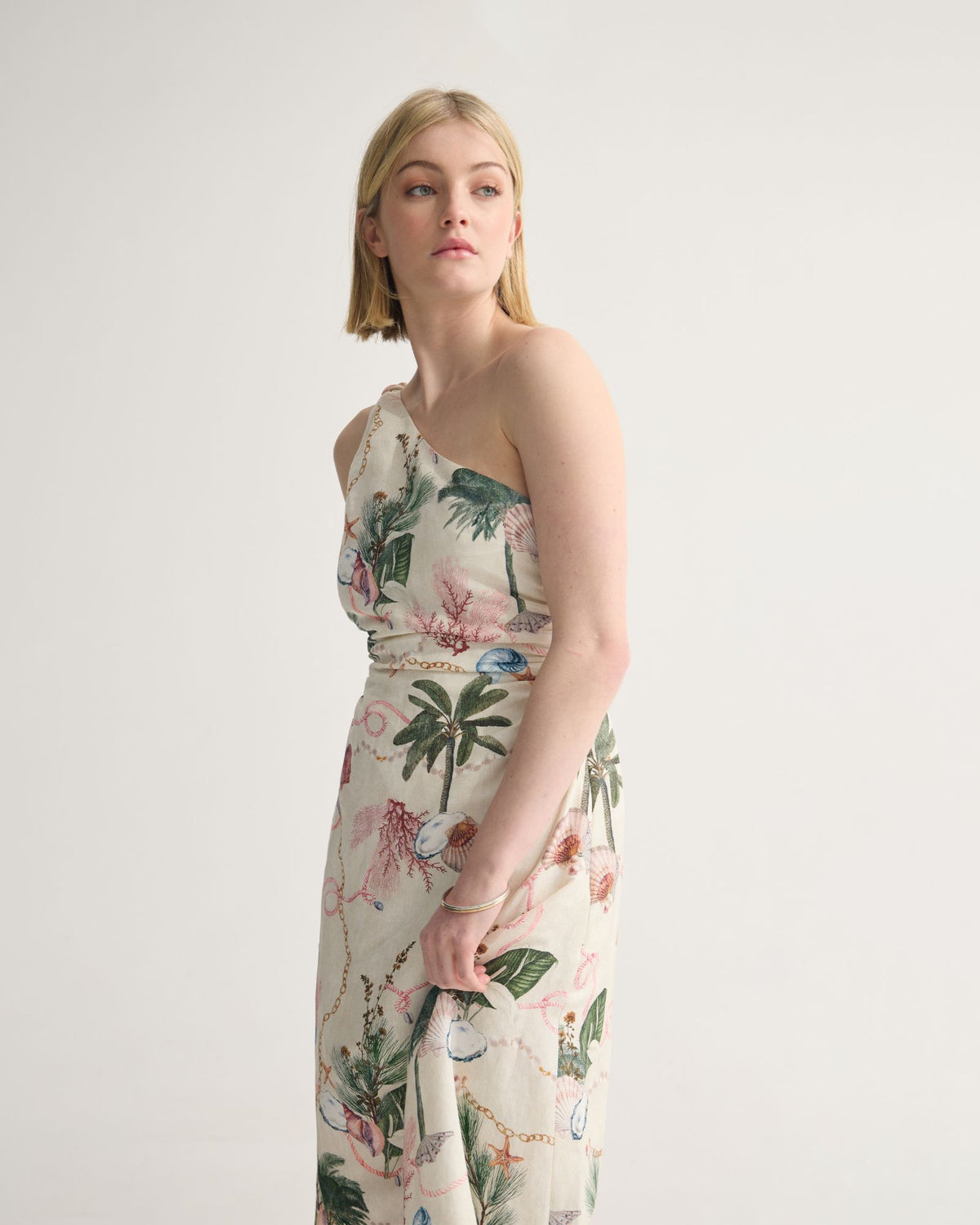 Maja One Shoulder Linen Dress WOMENS DRESSES