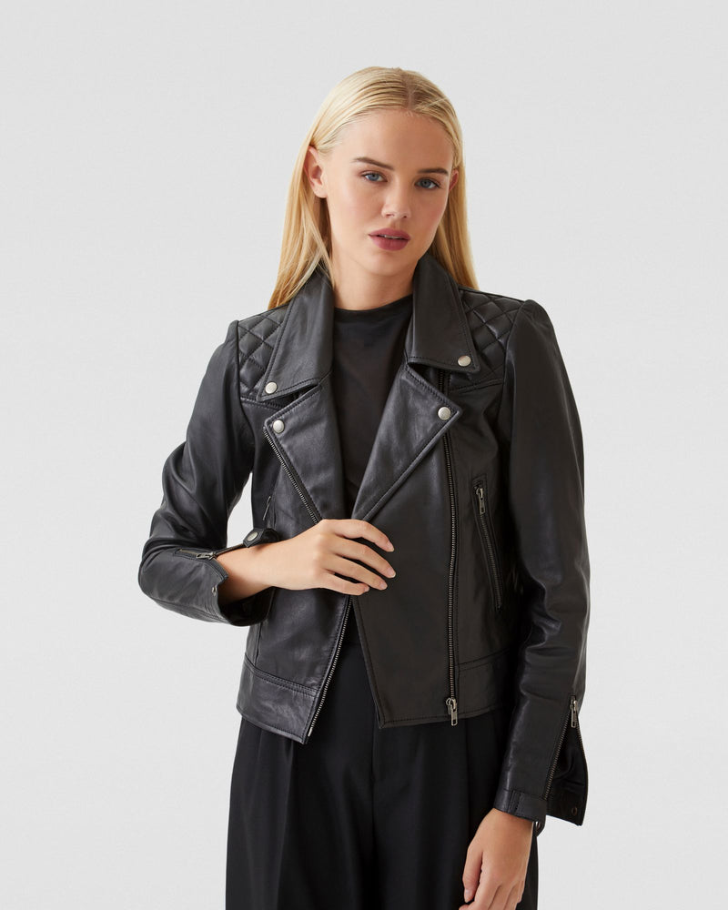 EMMA BIKER LEATHER JACKET WOMENS SUITS JKTS COATS