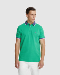 CAM CONTRAST COLLAR PIQUE POLO MENS KNITS