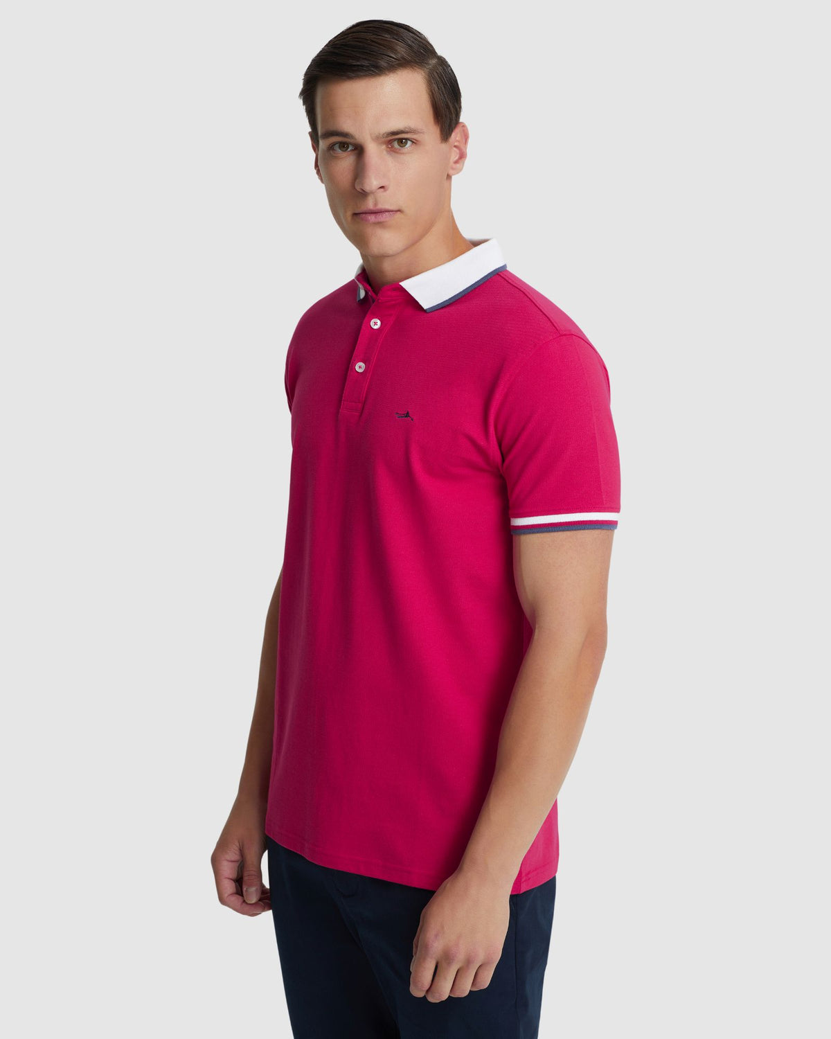 CAM CONTRAST COLLAR PIQUE POLO MENS KNITS