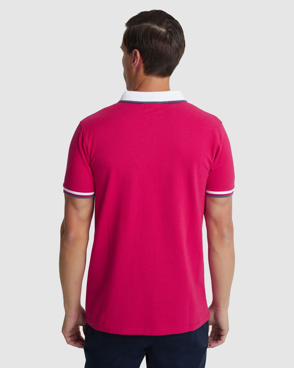 CAM CONTRAST COLLAR PIQUE POLO MENS KNITS