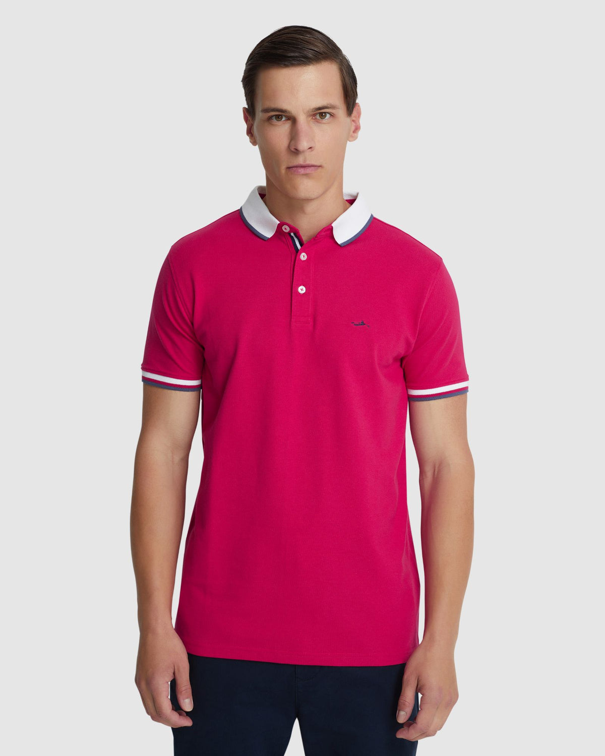 CAM CONTRAST COLLAR PIQUE POLO MENS KNITS