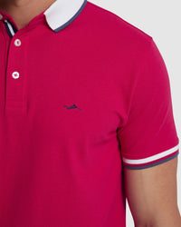 CAM CONTRAST COLLAR PIQUE POLO MENS KNITS