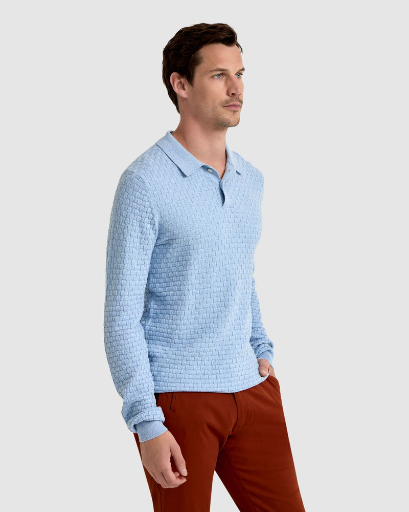 NIALL TEXTURED POLO MENS KNITWEAR