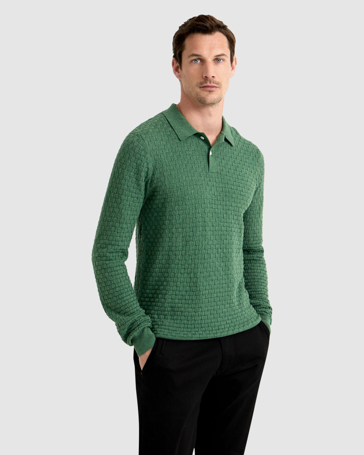 NIALL TEXTURED POLO MENS KNITWEAR
