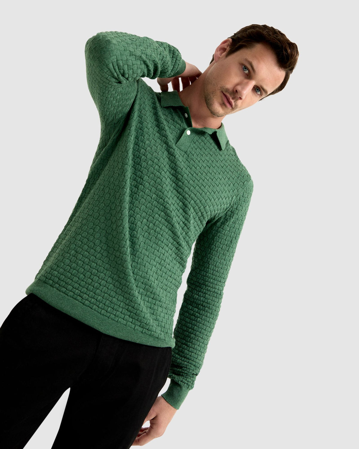 NIALL TEXTURED POLO MENS KNITWEAR