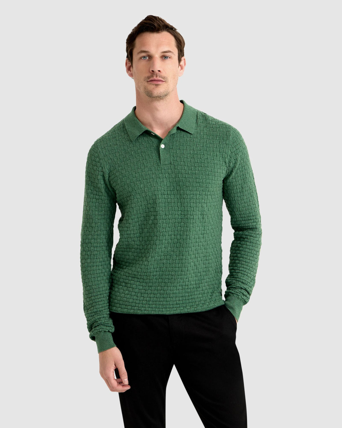 NIALL TEXTURED POLO MENS KNITWEAR