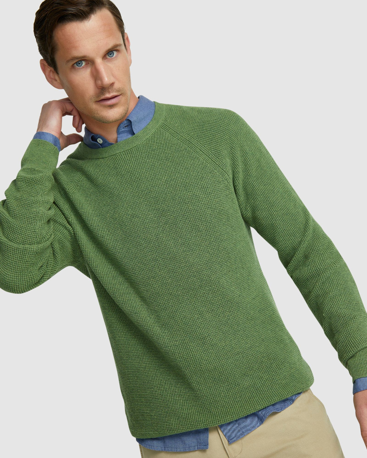 BILLY WAFFLE COTTON CASHMERE KNIT MENS KNITWEAR