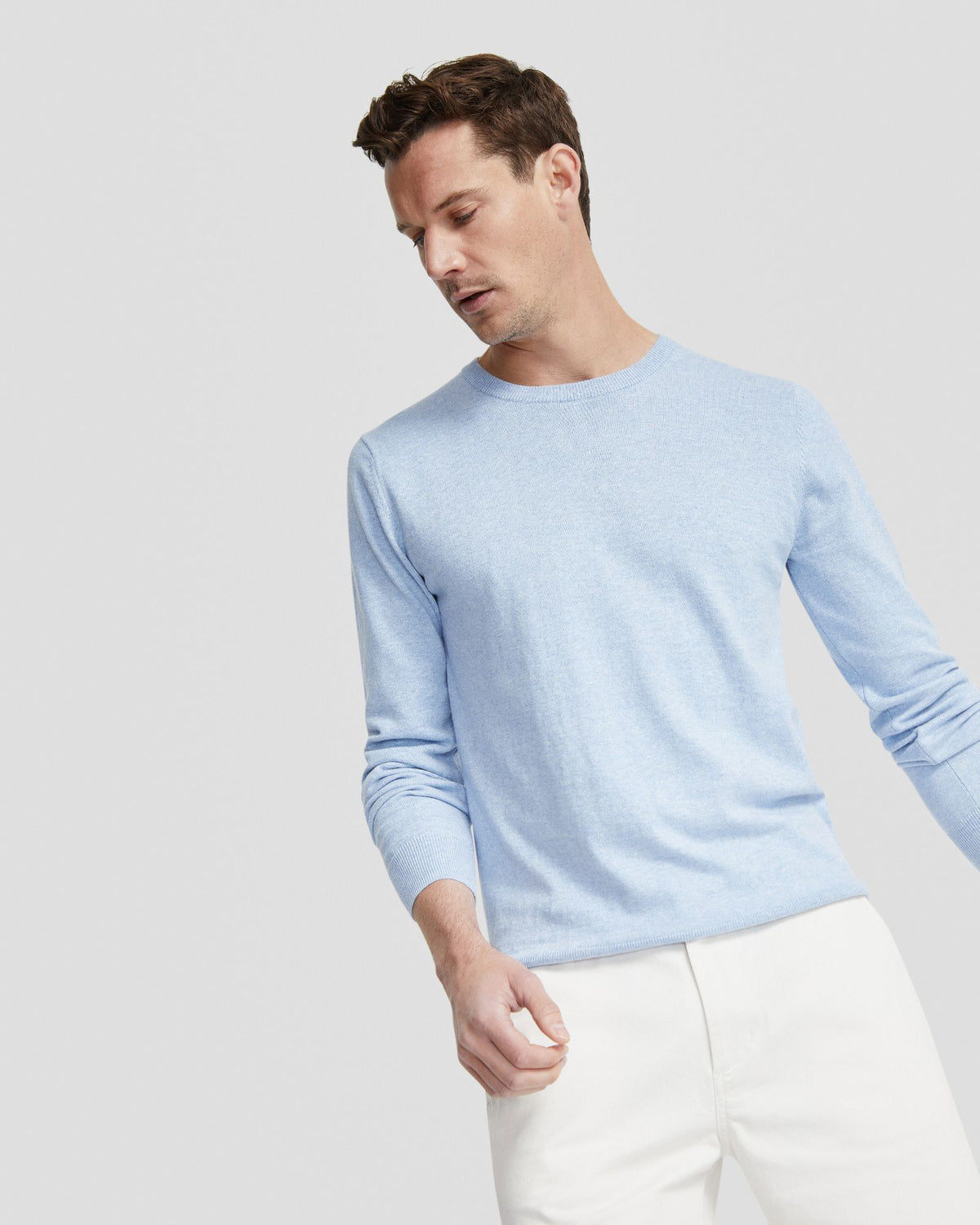 BASIC CREW NECK CASHMERE BLEND TOP MENS KNITWEAR