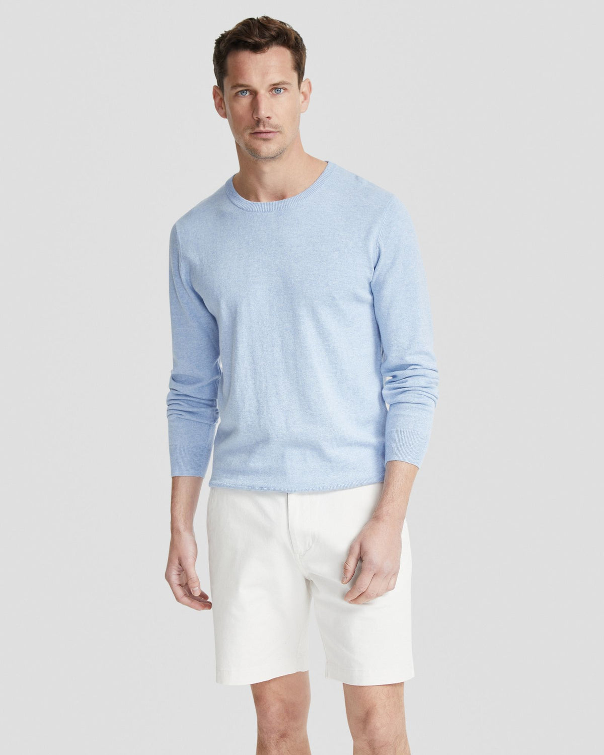 BASIC CREW NECK CASHMERE BLEND TOP MENS KNITWEAR
