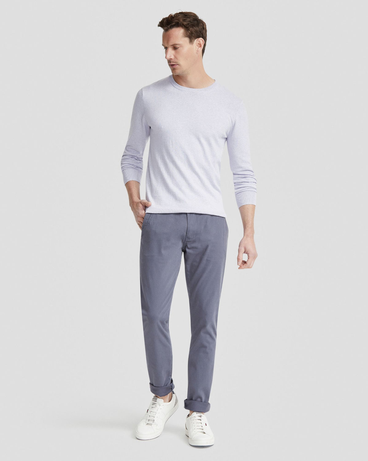 BASIC CREW NECK CASHMERE BLEND TOP MENS KNITWEAR