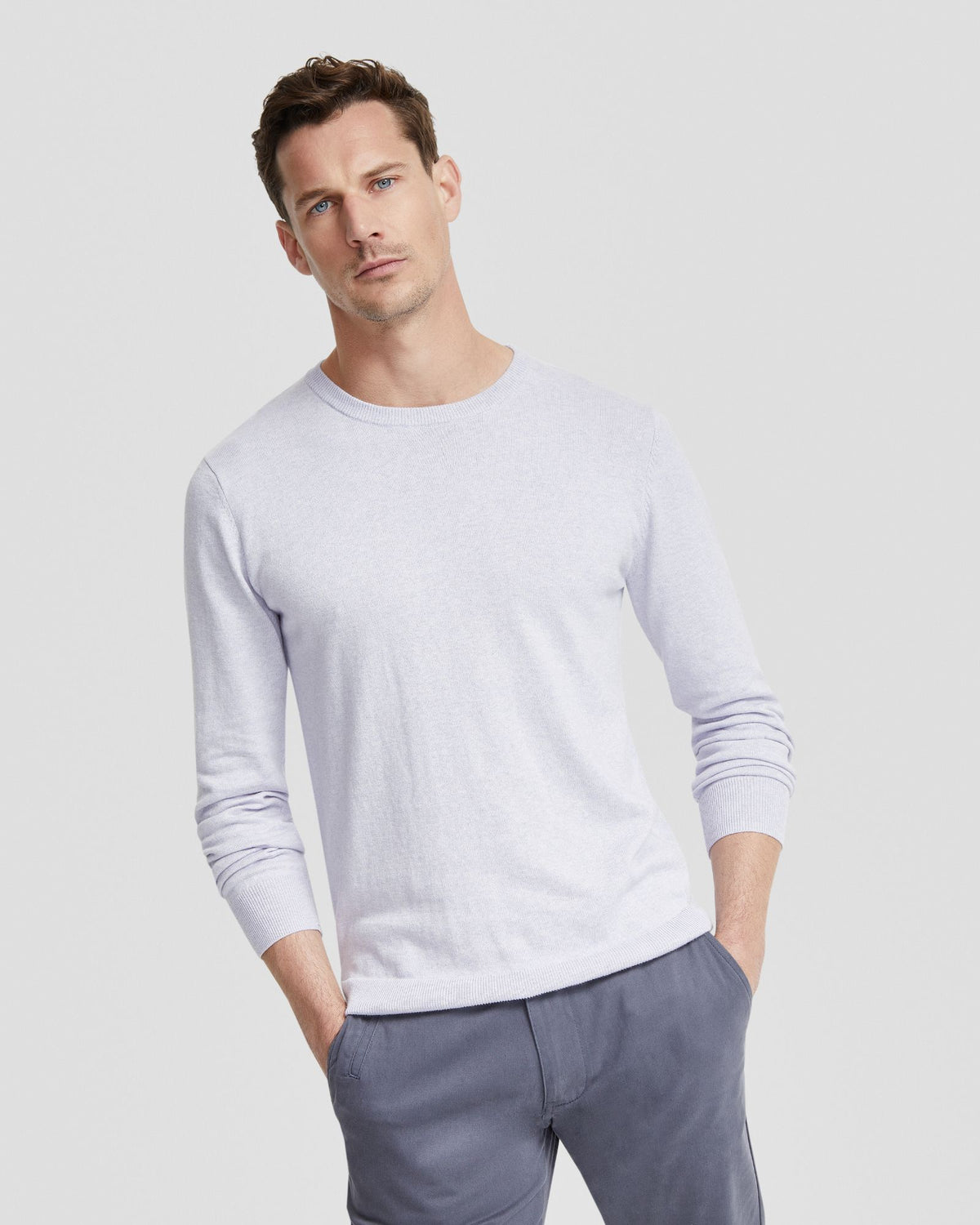 BASIC CREW NECK CASHMERE BLEND TOP MENS KNITWEAR