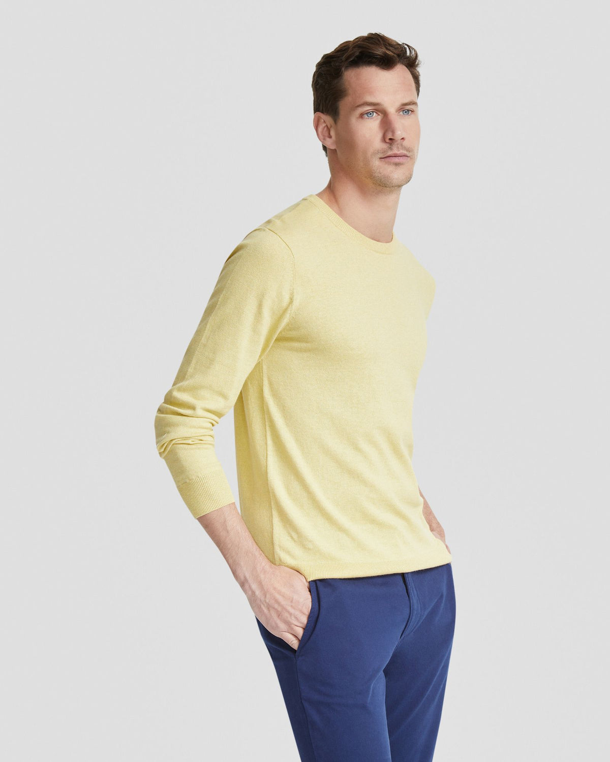 BASIC CREW NECK CASHMERE BLEND TOP MENS KNITWEAR