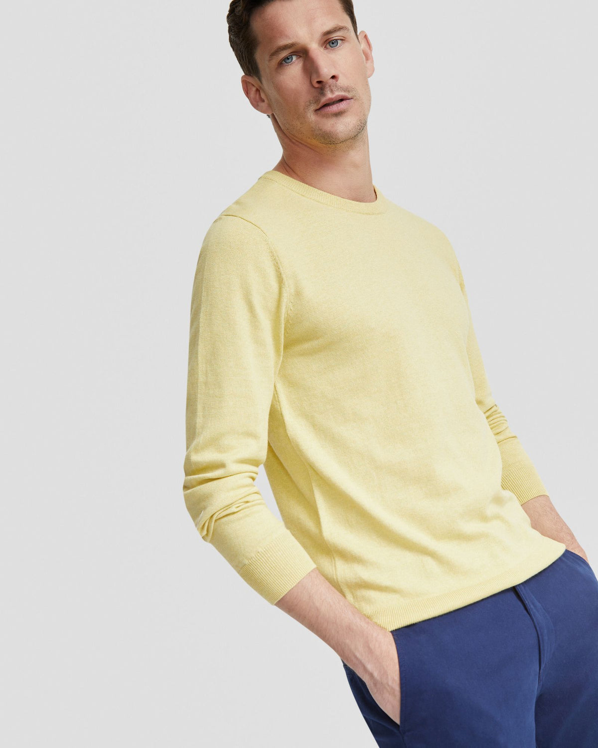 BASIC CREW NECK CASHMERE BLEND TOP MENS KNITWEAR