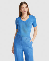 LUCY RIB V-NECK KNITTED TOP WOMENS KNITWEAR