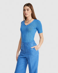 LUCY RIB V-NECK KNITTED TOP WOMENS KNITWEAR