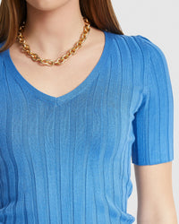 LUCY RIB V-NECK KNITTED TOP WOMENS KNITWEAR