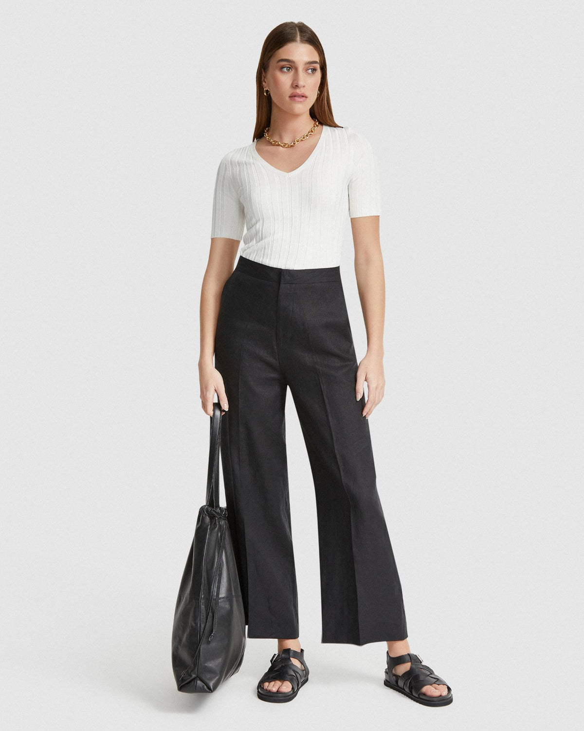 LUCY RIB V-NECK KNITTED TOP WOMENS KNITWEAR