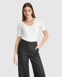 LUCY RIB V-NECK KNITTED TOP WOMENS KNITWEAR