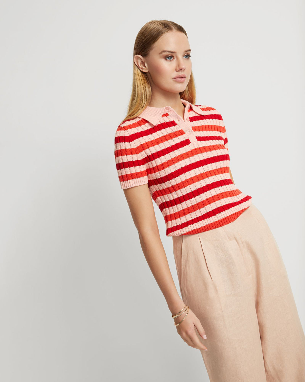 MARLEY COTTON STRIPED POLO WOMENS KNITWEAR