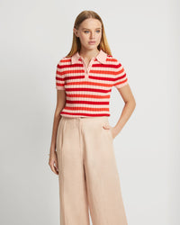 MARLEY COTTON STRIPED POLO WOMENS KNITWEAR